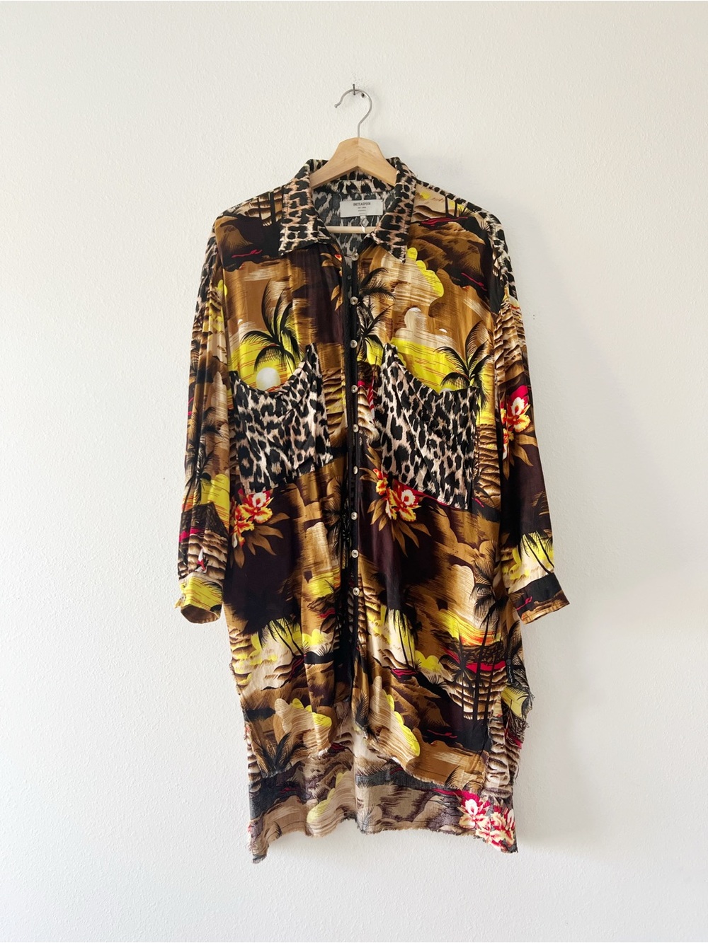 ONE TEASPOON | Animal Print Hawaiian Oversize Tunic Shirt | XS